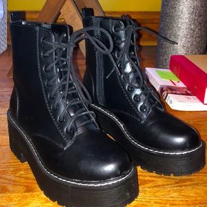 Black Platform Combat Boots